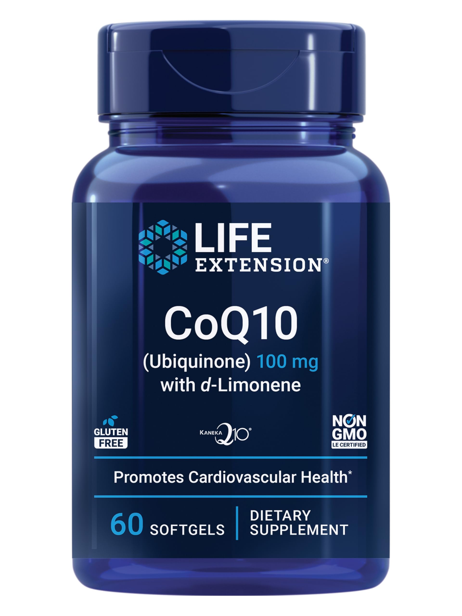 Life Extension CoQ10 (Ubiquinone) with d-Limonene – Heart Health, Fight General Fatigue, Better Absorption – Gluten-Free, Non-GMO – 60 Softgels