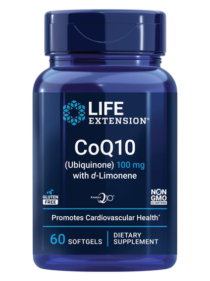 Life Extension CoQ10 (Ubiquinone) with d-Limonene – Heart Health, Fight General Fatigue, Better Absorption – Gluten-Free, Non-GMO – 60 Softgels