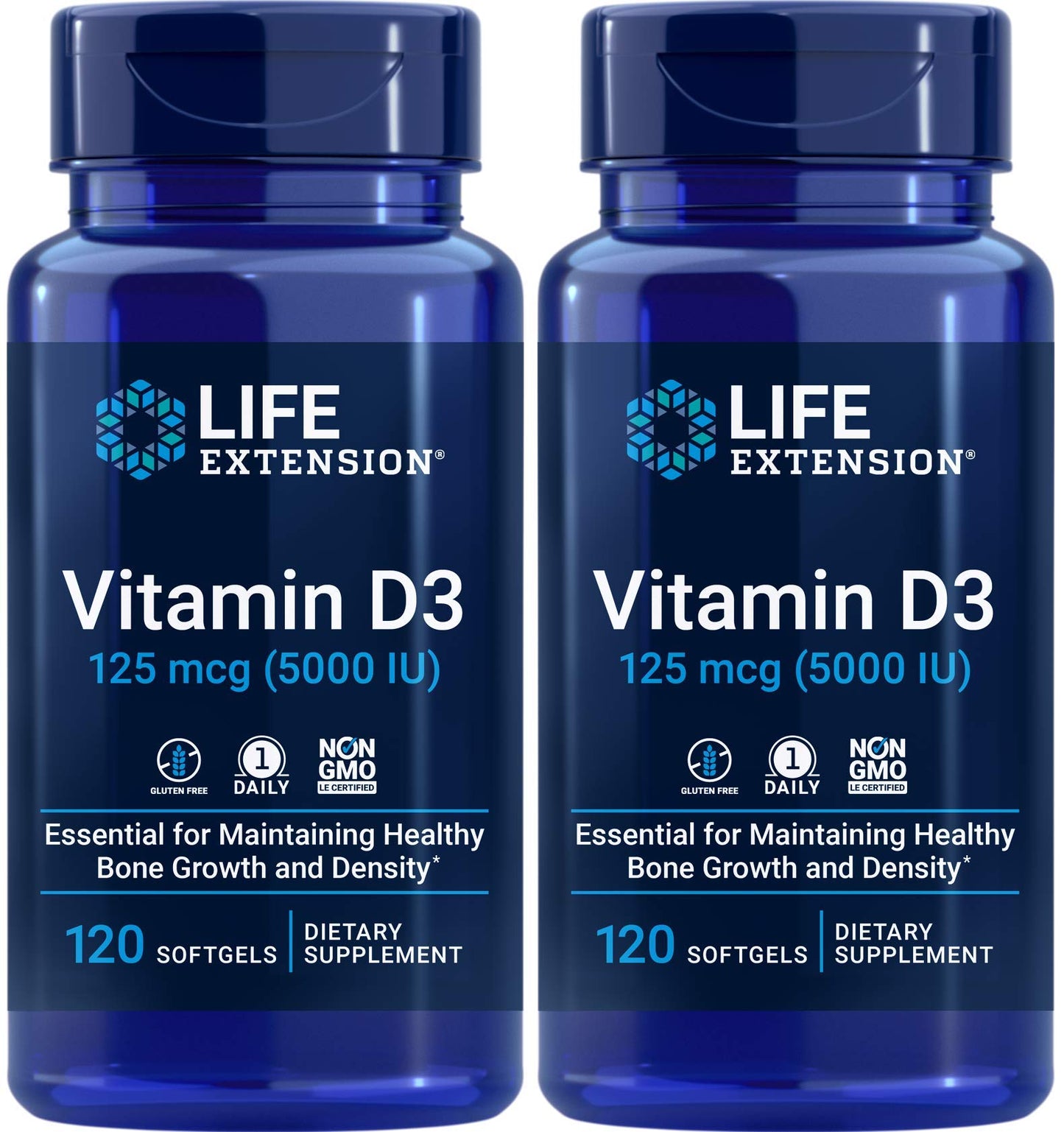 Life Extension Vitamin D3 5000 IU, 120 Softgels (Pack of 2)