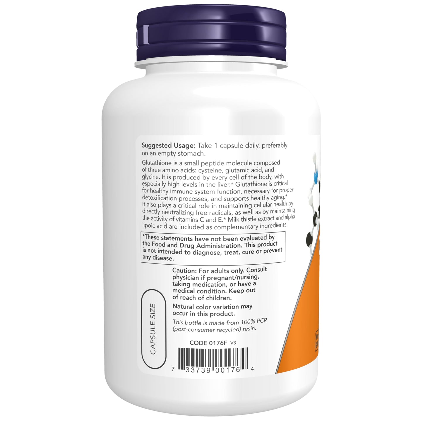 Now Foods Supplements, Glutathione 500 mg, with Milk Thistle Extract & Alpha Lipoic Acid, Free Radical Neutralizer*, 120 Veg Capsules, Beige