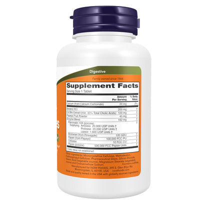 NOW Foods Supplements, Super Enzymes, Formulated with Bromelain, Ox Bile, Pancreatin and Papain, Super Enzymes, 90 Tablets