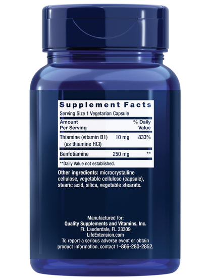 Life Extension Mega Benfotiamine, 250 mg, 120 Capsules