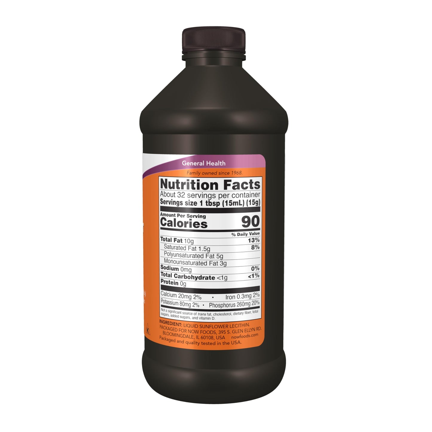 NOW Supplements, Sunflower Lecithin with naturally occurring Phosphatidyl Choline and Other Phosphatides, Liquid, 16-Ounce