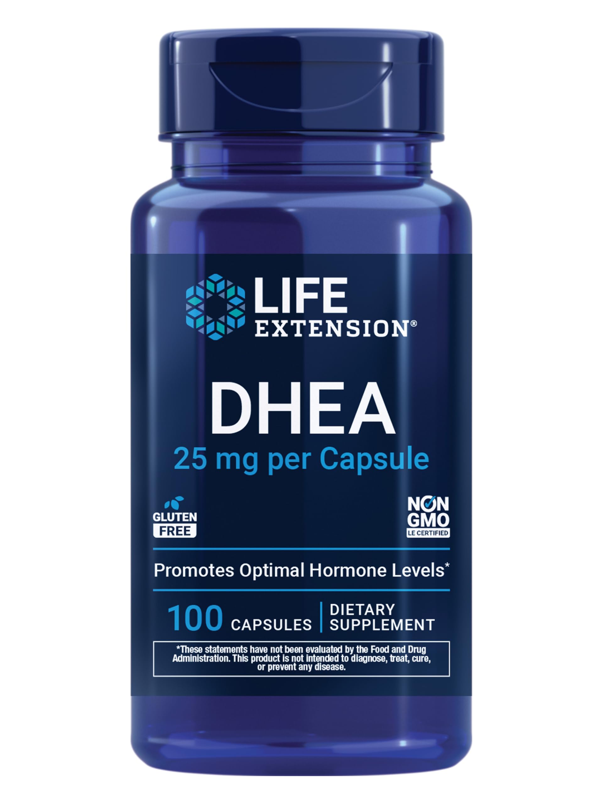 Life Extension DHEA 25 mg – Hormone Balance Supplement, Memory, Muscle Health, Bone Health, Men’s Health, Women’s Health, Gluten-Free, Non-GMO, 100 Capsules