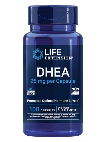 Life Extension DHEA 25 mg – Hormone Balance Supplement, Memory, Muscle Health, Bone Health, Men’s Health, Women’s Health, Gluten-Free, Non-GMO, 100 Capsules