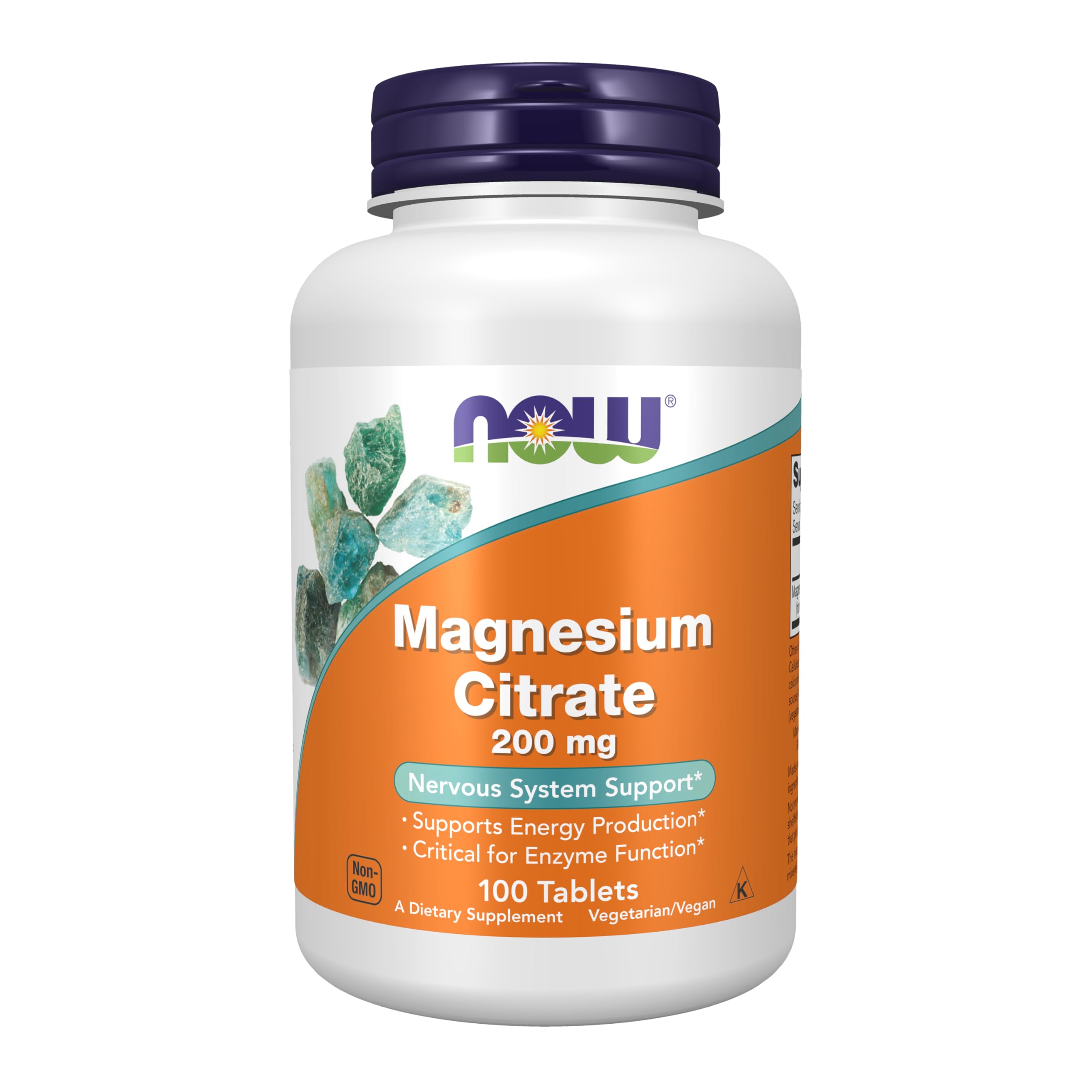 NOW Foods Supplements, Magnesium Citrate 200 mg, Enzyme Function*, Nervous System Support*, 100 Tablets