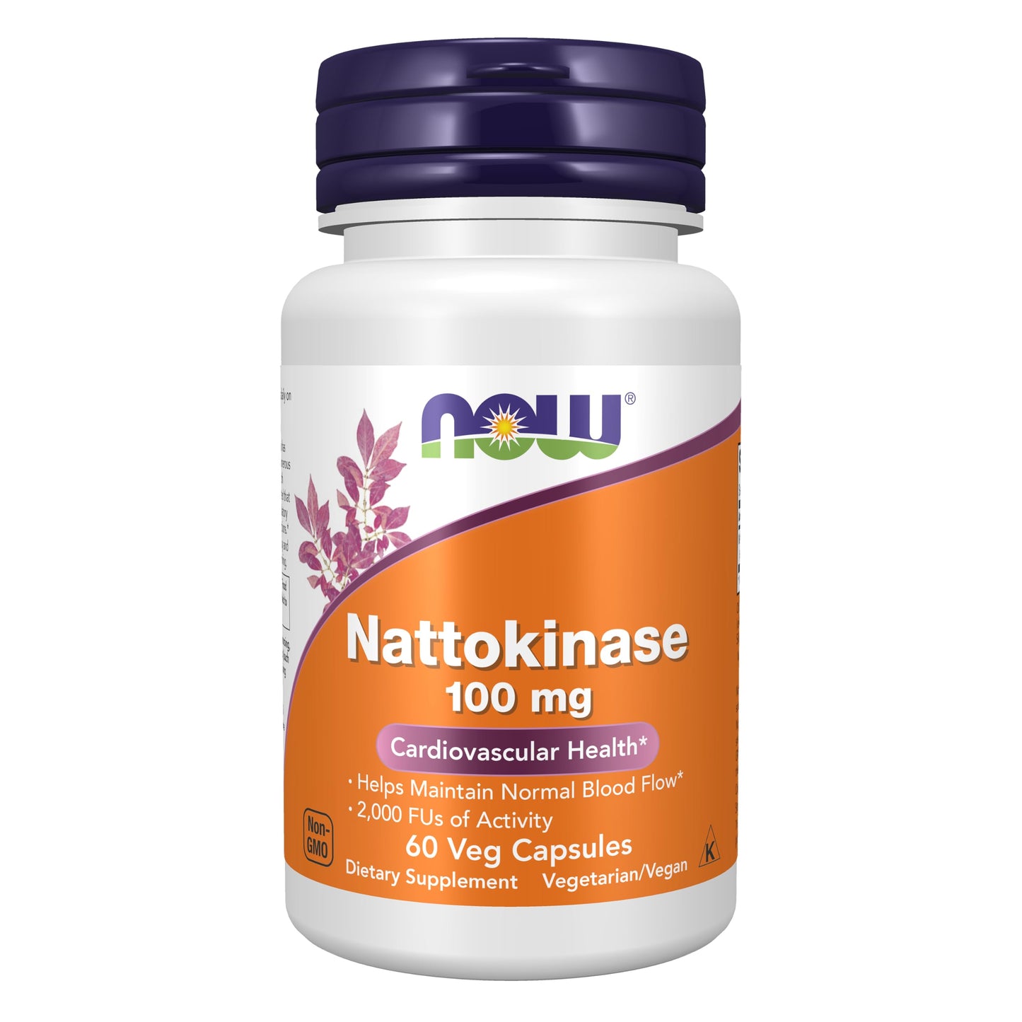 NOW Supplements, Nattokinase 100 mg (from Non-GMO Soy) with 2,000 FUs of Activity, 60 Veg Capsules