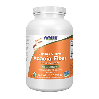 NOW Foods Supplements, Acacia Pure Powder, Certified Organic, Highly Soluble, Mixes Easily, Intestinal Health*, 12-Ounce