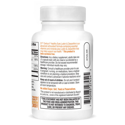 21st Century Healthy Eyes Lutein & Zeaxanthin Capsules, Vision, 60 Count