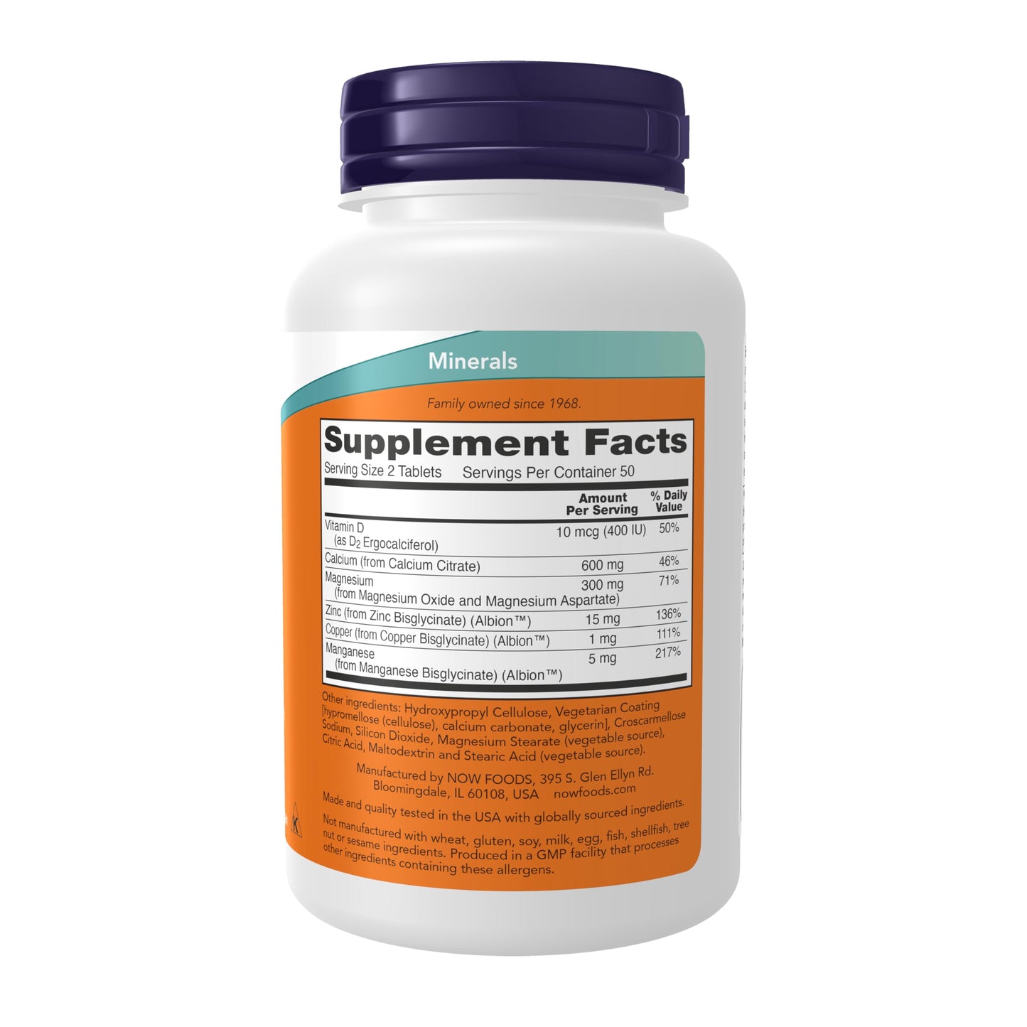 NOW Supplements, Calcium Citrate with Vitamin D, Magnesium, Zinc, Copper, and Manganese, 100 Tablets