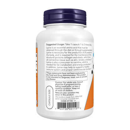 NOW Foods Supplements, L-Lysine (L-Lysine Monohydrochloride) 500 mg, Amino Acid, 100 Veg Capsules