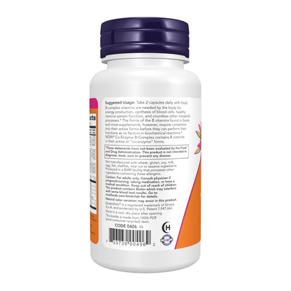 NOW Foods Supplements, Co-Enzyme B Complex with Alpha Lipoic Acid and CoQ10, Nutritional Health, 60 Veg Capsules