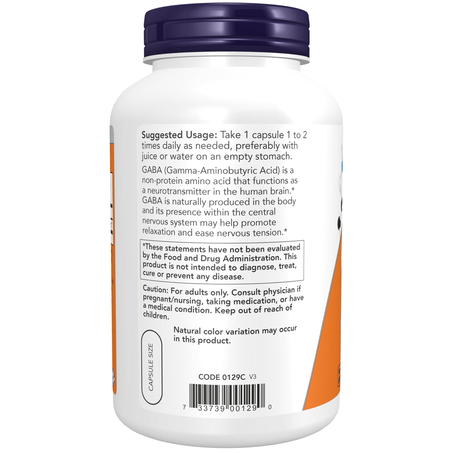 NOW Foods Supplements, GABA (Gamma-Aminobutyric Acid) 750mg, Neurotransmitter Support*, 200 Veg Capsules