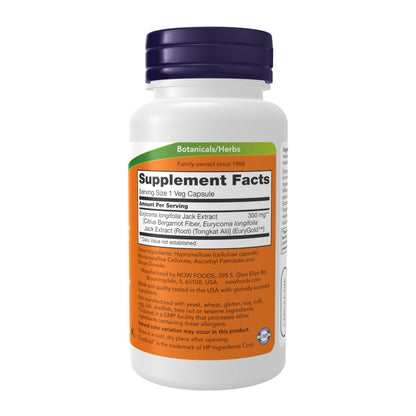 NOW Foods Supplements, TestoJack 300™ with 300 mg of Tonkat Ali (Eurycoma longifolia Jack Extract), 60 Veg Capsules