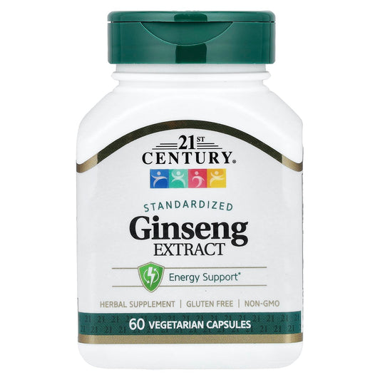 21st Century Ginseng Extract 200mg Capsules, Energy & Vitality, 60 Count