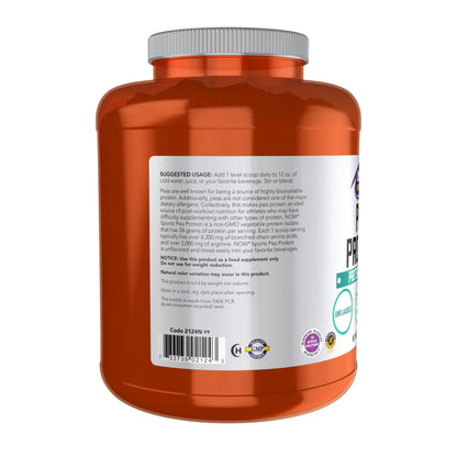 NOW Foods Sports Nutrition, Pea Protein 24 g, Fast Absorbing, Unflavored Powder, 7-Pound