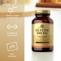 Solgar Glycine 500 mg - 100 Vegetable Capsules - Non-GMO, Vegan, Gluten Free, Dairy Free, Kosher - 100 Servings