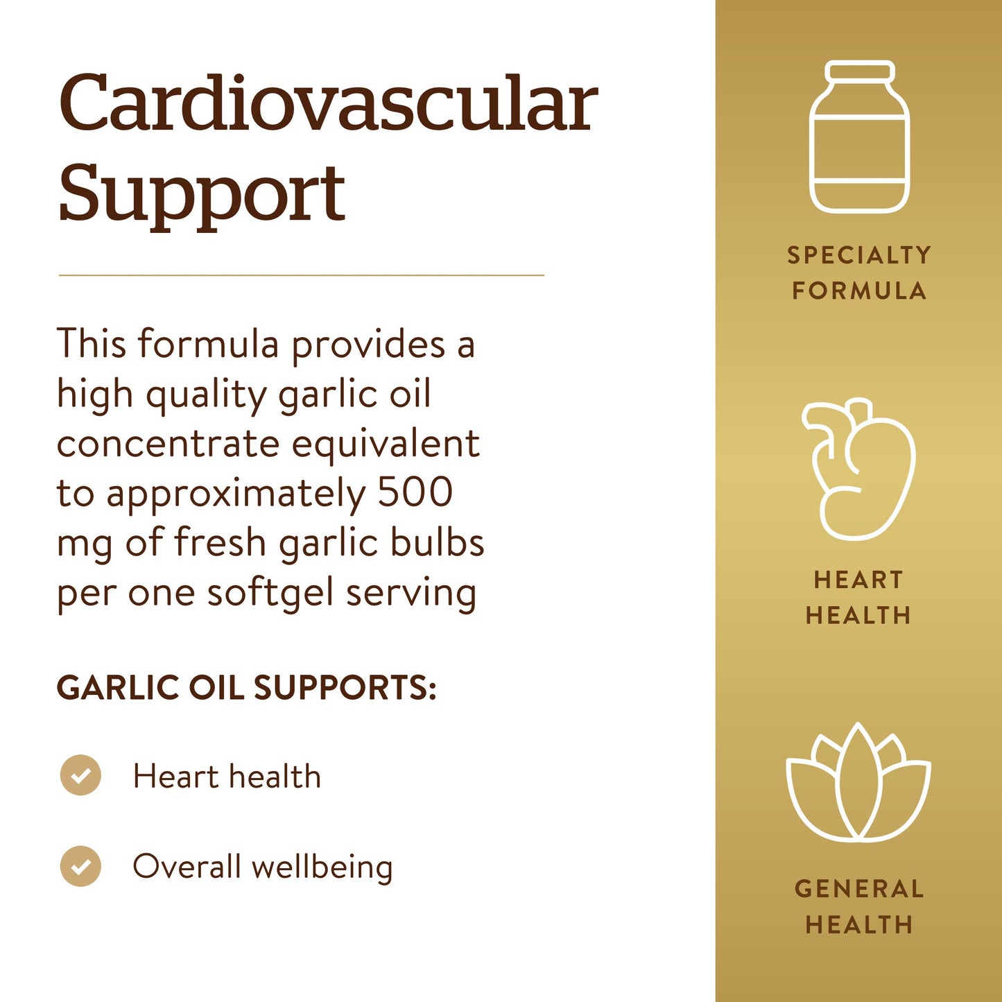 Solgar Garlic Oil Perles, 250 Softgels - Natural Cardiovascular Support