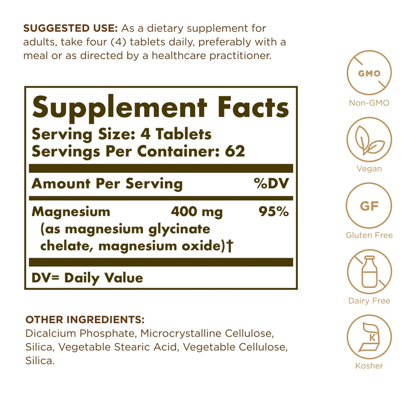Solgar Chelated Magnesium - 250 Tablets, Pack of 2 - Supports Nerve & Muscle Function - Non-GMO, Vegan, Gluten Free, Dairy Free, Kosher - Approx. 124 Servings