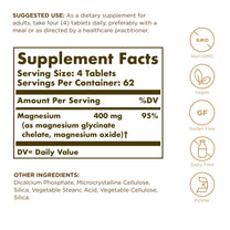 Solgar Chelated Magnesium - 250 Tablets, Pack of 2 - Supports Nerve & Muscle Function - Non-GMO, Vegan, Gluten Free, Dairy Free, Kosher - Approx. 124 Servings