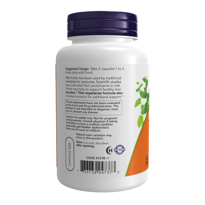 NOW Foods Supplements, Silymarin Milk Thistle Extract 150 mg with Turmeric, Supports Liver Function*, 120 Veg Capsules