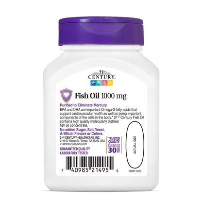 21st Century Fish Oil 1000 Mg Softgels, 60 Count (Pack of 2)