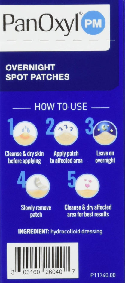 PanOxyl Pm Overnight Spot Patches with Advanced Hydrocolloid Healing Technology, 40 Count (Pack of 3)