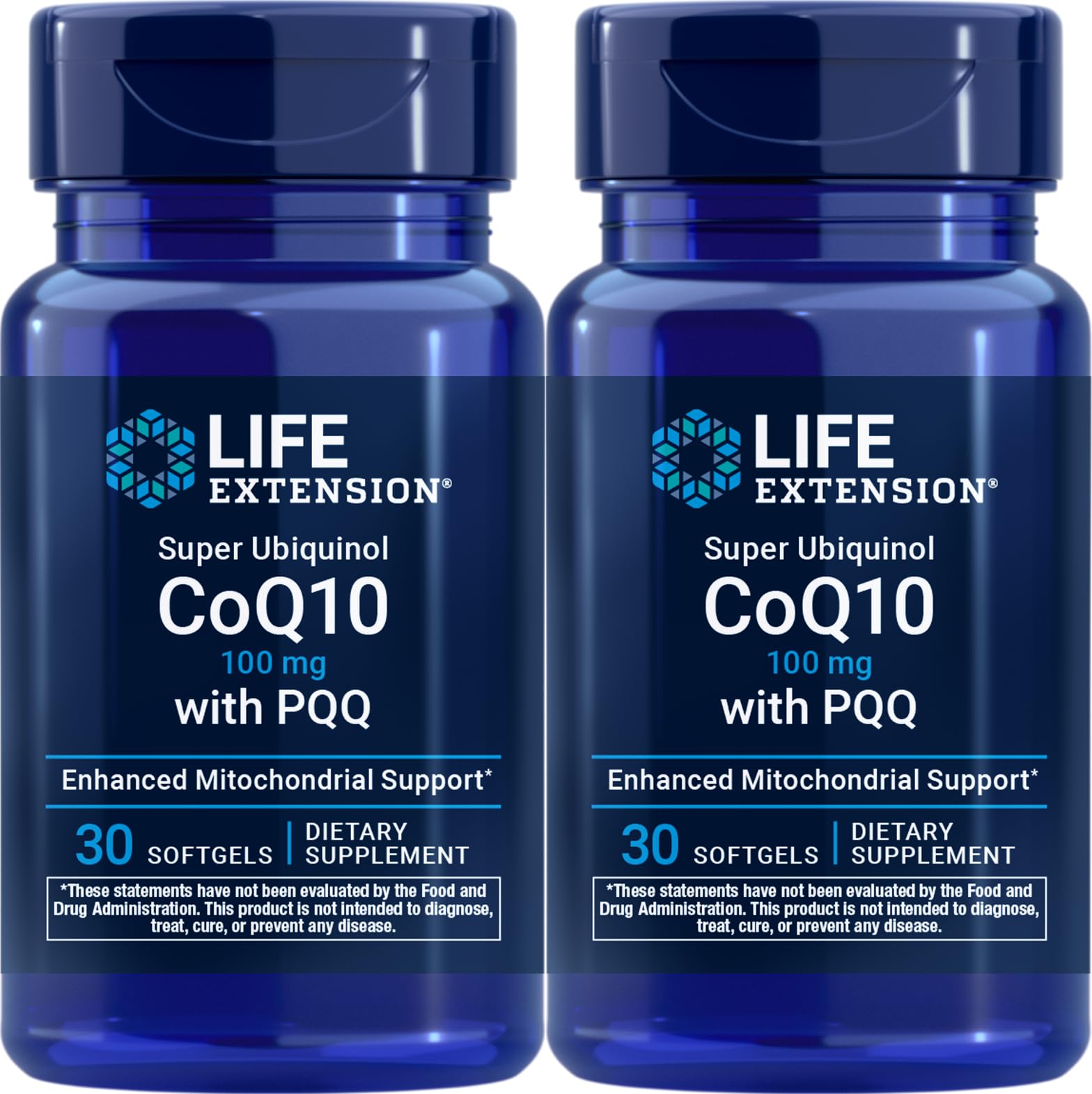 Life Extension Super Ubiquinol CoQ10 with PQQ, 30 softgels (Pack of 2)