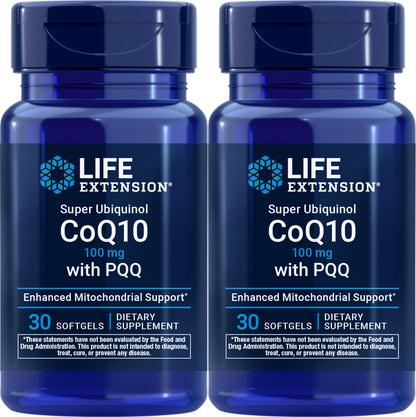 Life Extension Super Ubiquinol CoQ10 with PQQ, 30 softgels (Pack of 2)
