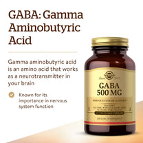 Solgar GABA 500 mg, 100 Vegetable Capsules, Nervous System Support