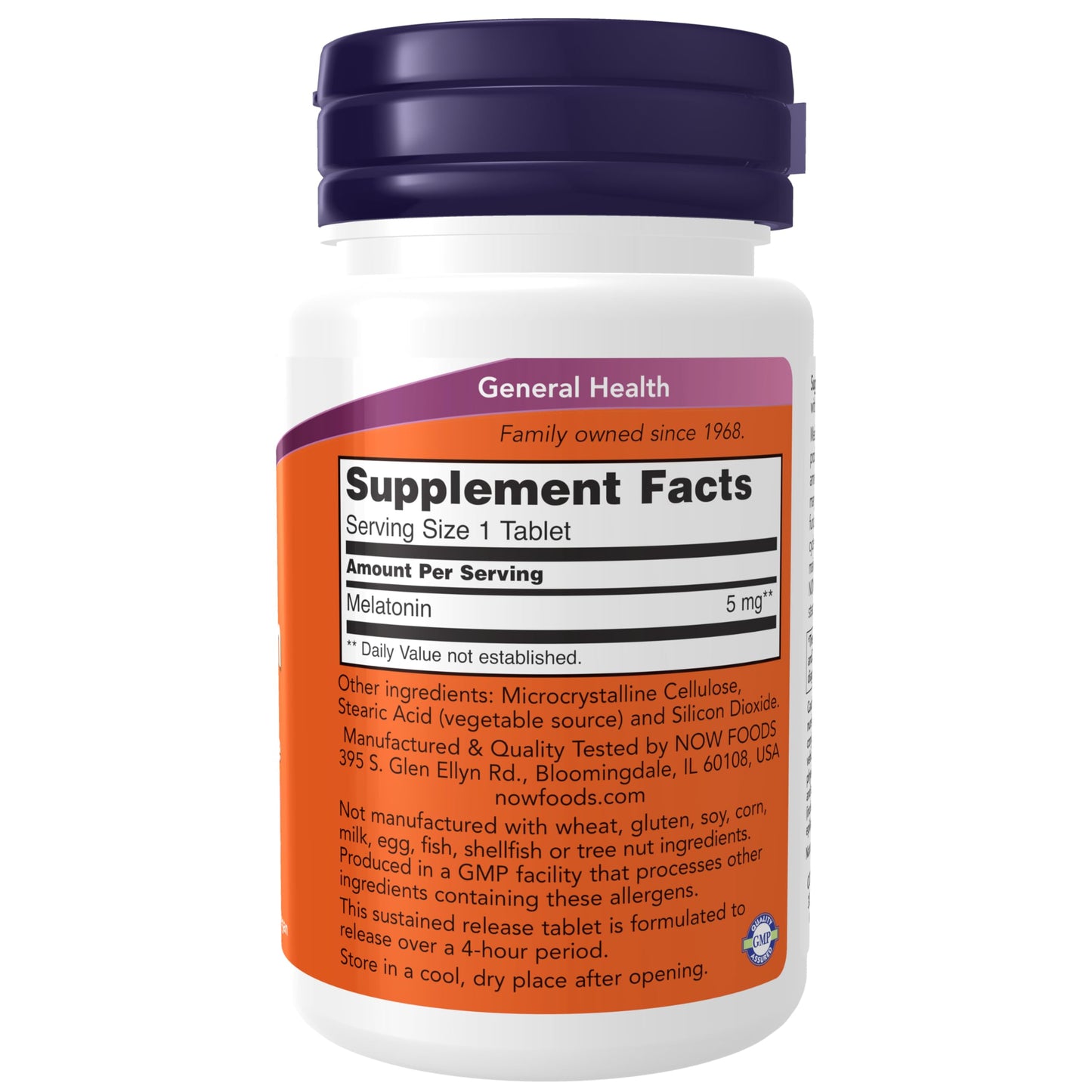 NOW Foods Supplements, Melatonin 5 mg, Sustained Release, Formulated for a 4-Hour Release Period, 120 Tablets