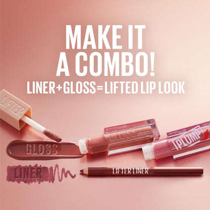 Maybelline Lifter Gloss, Hydrating Lip Gloss with Hyaluronic Acid, High Shine for Plumper Looking Lips, Reef, Peachy Neutral, 0.18 Ounce