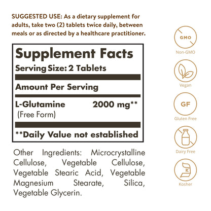 Solgar L-Glutamine 1000 mg, 60 Tablets - Natural Muscle Food - 30 Servings