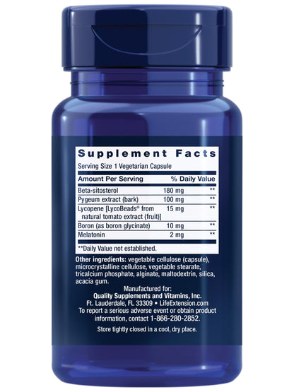 Life Extension Men's Bladder Support, melatonin, beta-sitosterol, lycopene, Nighttime Urination, Sleep Patterns, Prostate Health, Bladder Support, Gluten Free, Non-GMO, Vegetarian, 30 Capsules