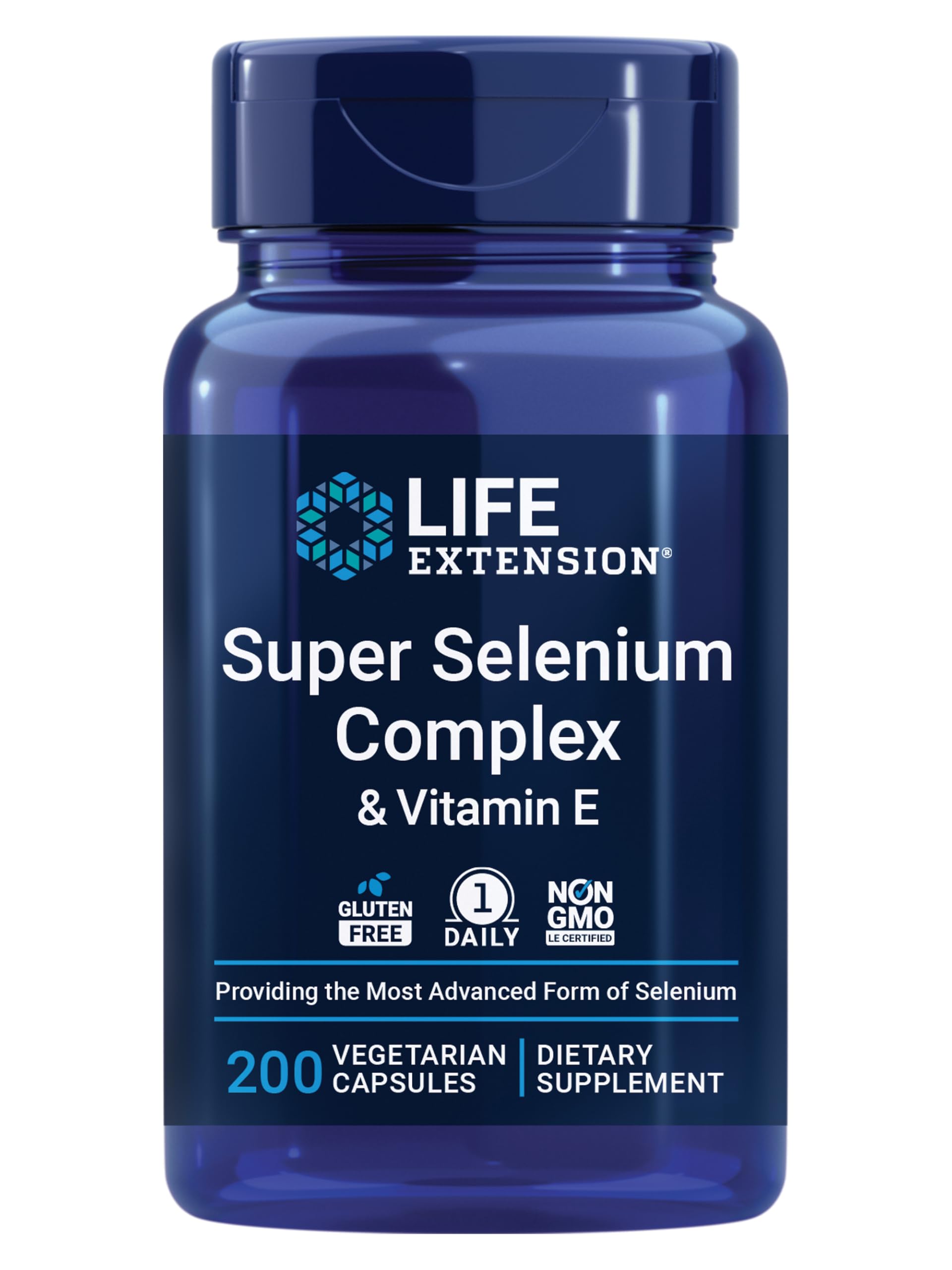 Life Extension Super Selenium Complex, 200 mcg – 3 Forms of Selenium, Vitamin E – Cellular Health & Longevity Support – Gluten-Free, Non-GMO, Vegetarian, 1 Daily – 200 Capsules