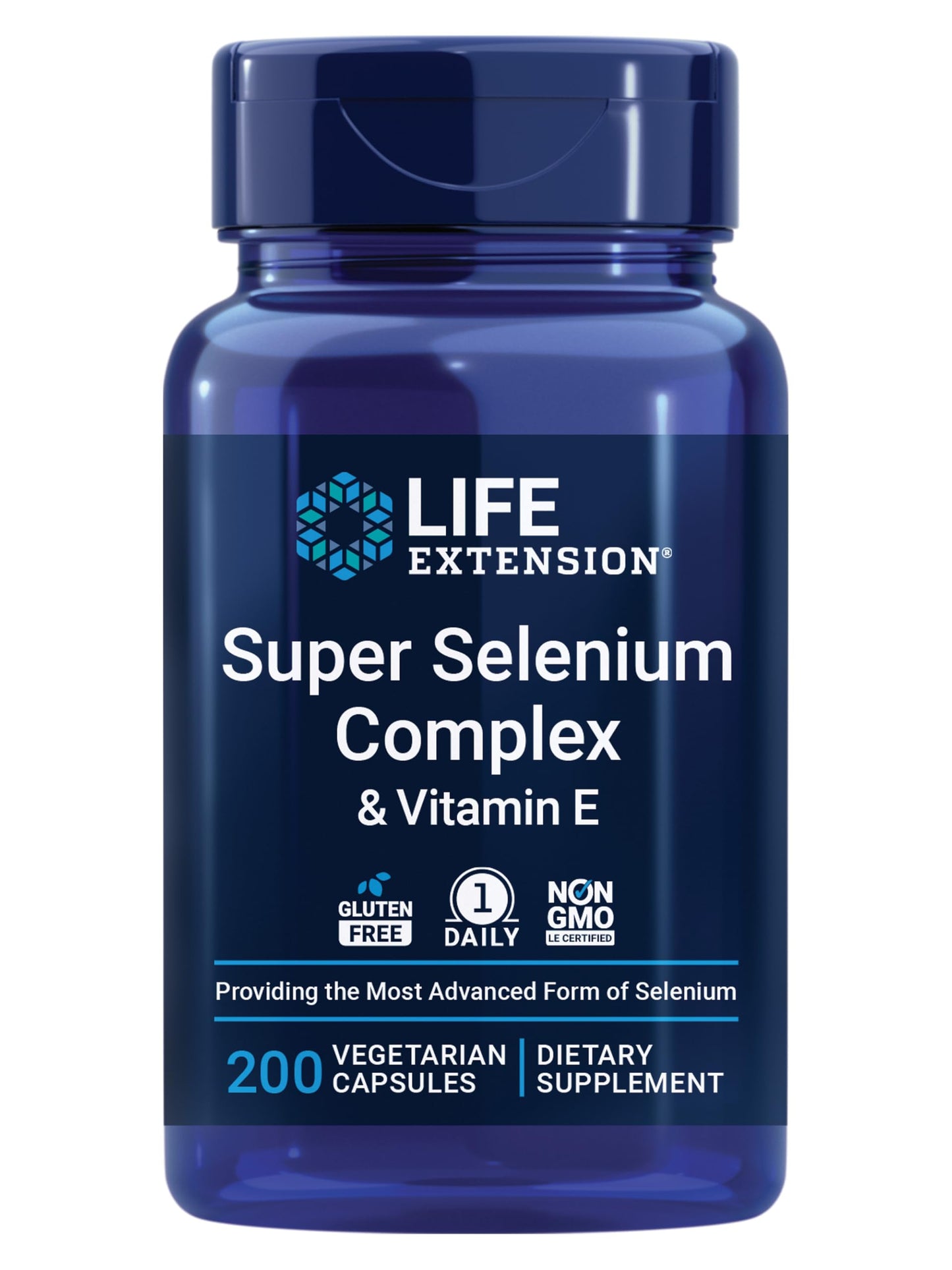 Life Extension Super Selenium Complex, 200 mcg – 3 Forms of Selenium, Vitamin E – Cellular Health & Longevity Support – Gluten-Free, Non-GMO, Vegetarian, 1 Daily – 200 Capsules