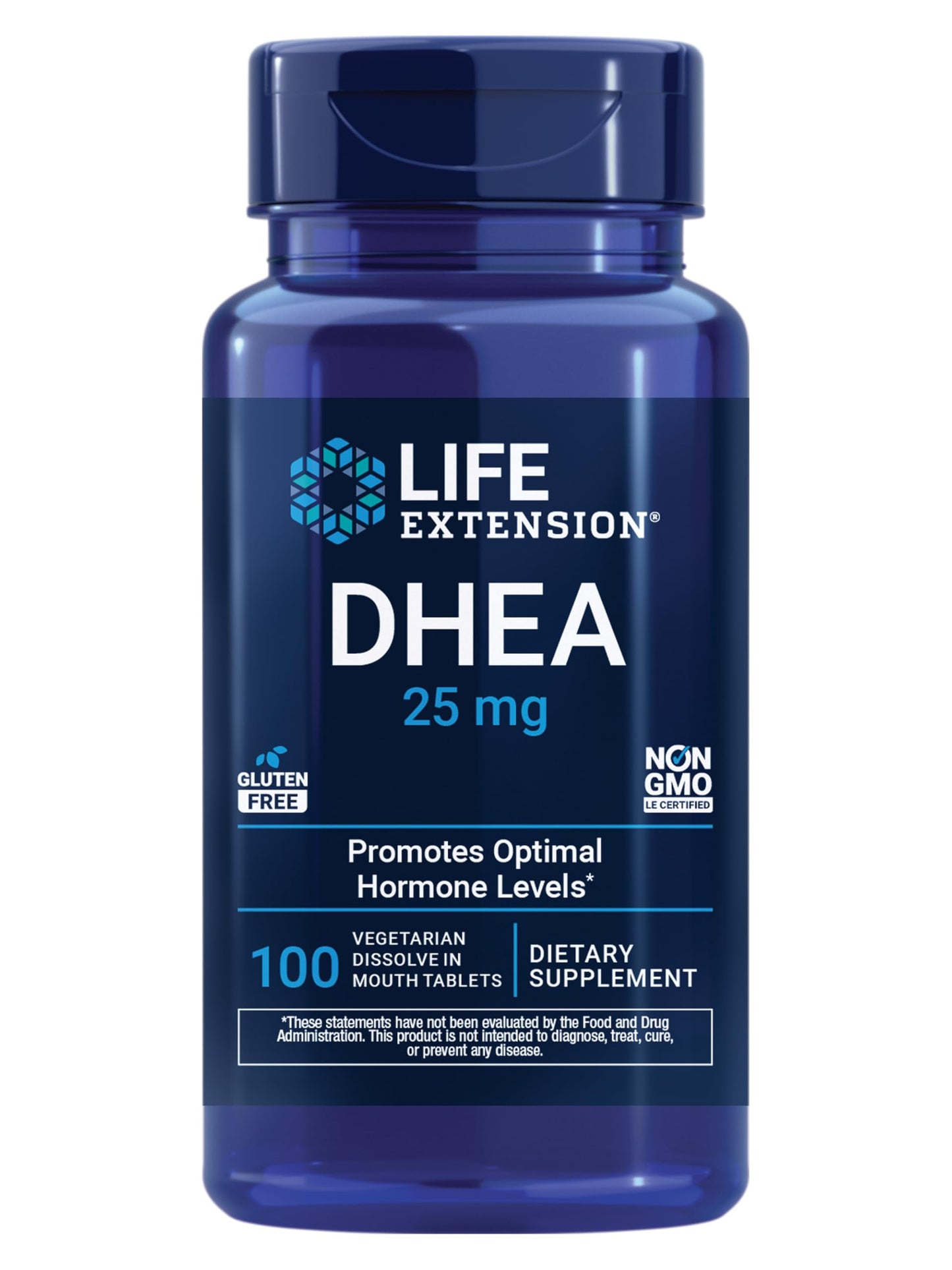 Life Extension DHEA 25 mg – Hormone Balance Supplement, Memory, Muscle Health, Bone Health, Men’s Health, Women’s Health, Gluten-Free, Non-GMO, Vegetarian, 100 Dissolve-in-Mouth Tablets