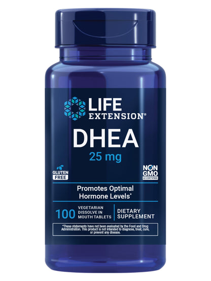 Life Extension DHEA 25 mg – Hormone Balance Supplement, Memory, Muscle Health, Bone Health, Men’s Health, Women’s Health, Gluten-Free, Non-GMO, Vegetarian, 100 Dissolve-in-Mouth Tablets