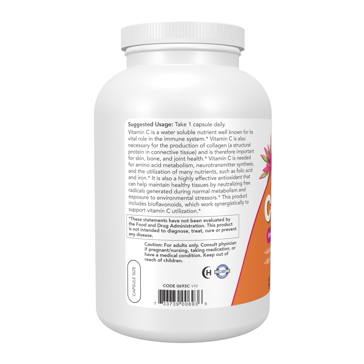 NOW Foods Supplements, Vitamin C-1,000 with 100 mg of Bioflavonoids, Antioxidant Protection*, 500 Veg Capsules