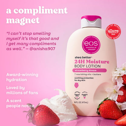 eos Shea Better Body Lotion- Strawberry Dream, with Natural Shea, 16 fl oz