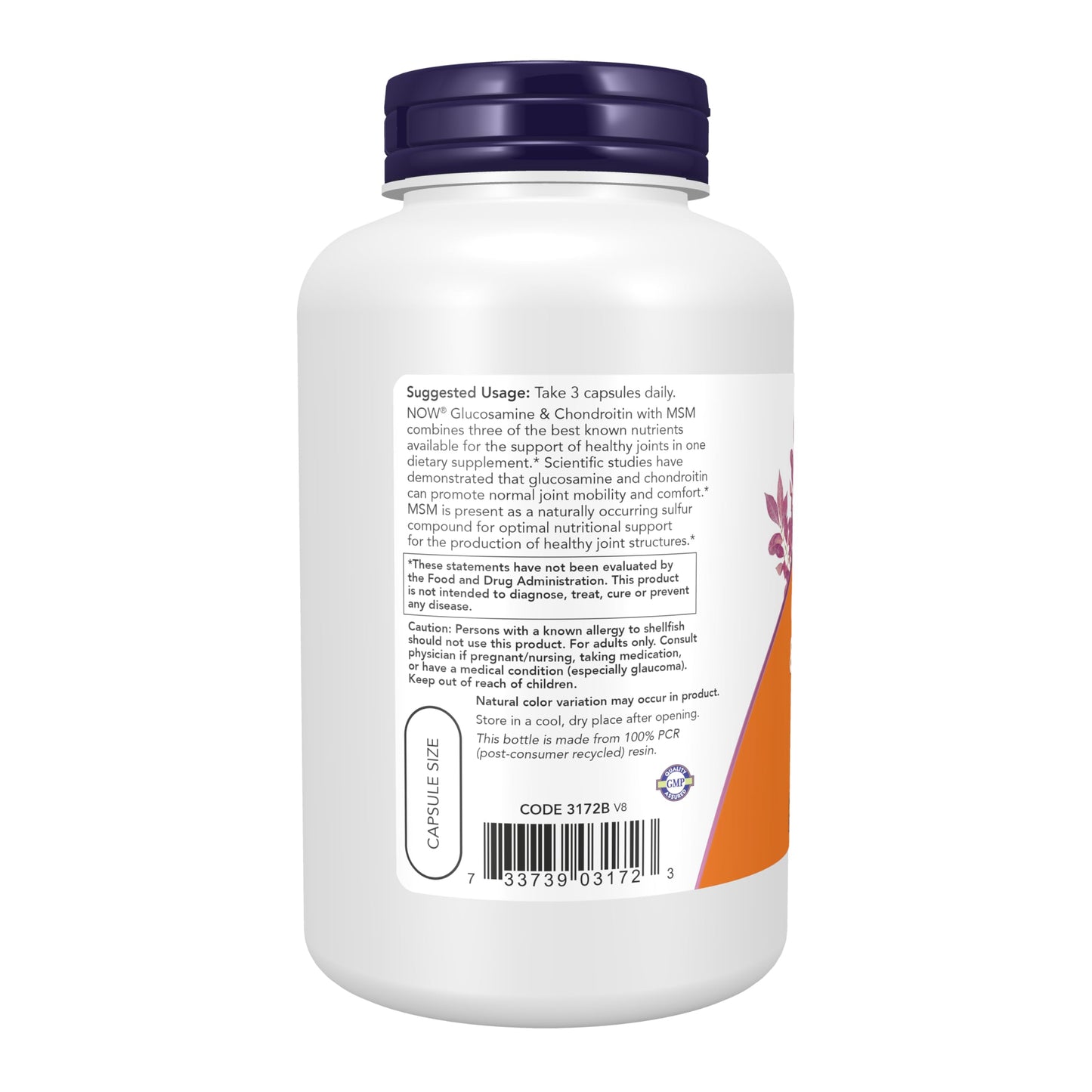 NOW Foods Supplements, Glucosamine & Chondroitin with MSM, Joint Health, Mobility and Comfort*, 180 Veg Capsules