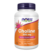 Now Supplements Choline 300 mg, 100 Veg Capsules - Supports Nervous System and Liver Health*, Vegan
