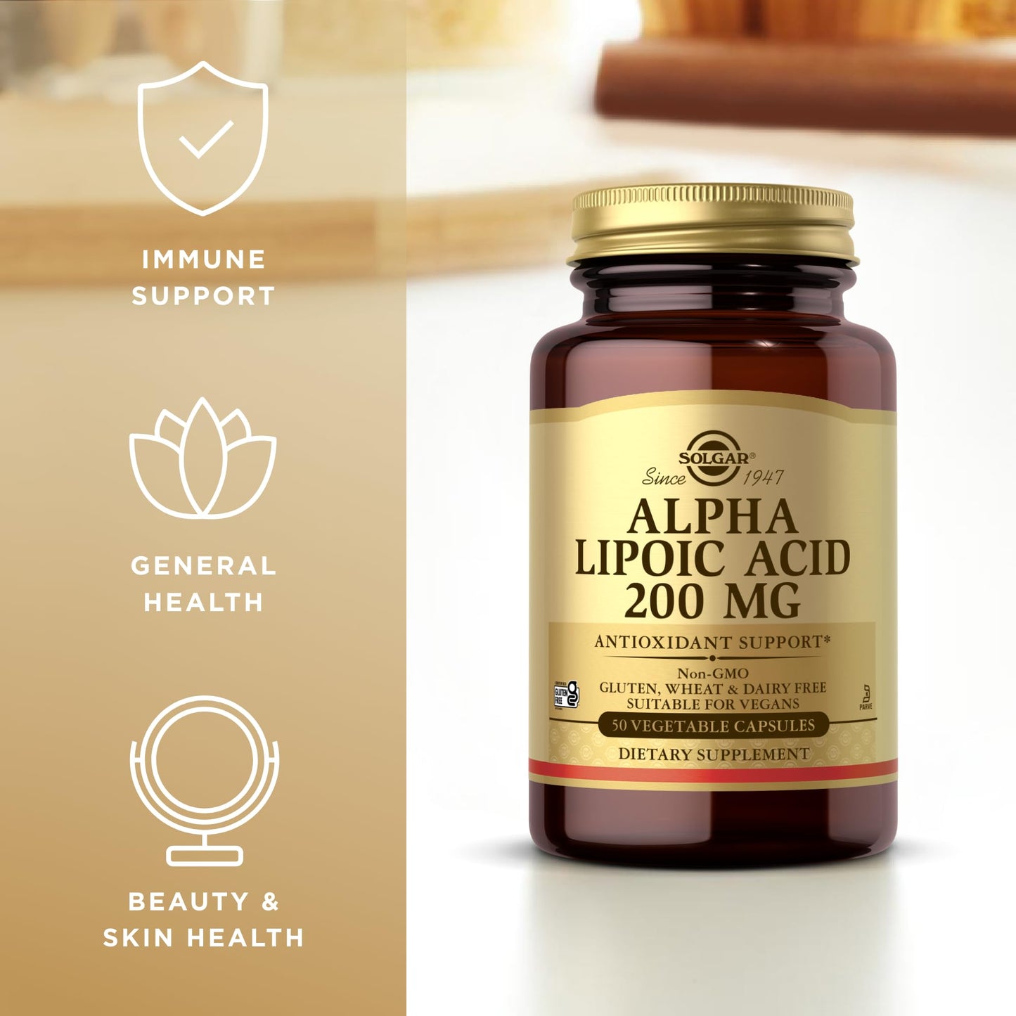 Solgar Alpha Lipoic Acid 200 mg, 50 Vegetable Capsules (Pack of 3) - Antioxidant Support - Helps to Recycle Glutathione, Vitamin C & E, CoQ-10 - Non-GMO, Vegan, Gluten Free, Dairy Free, Kosher - 150 Total Servings