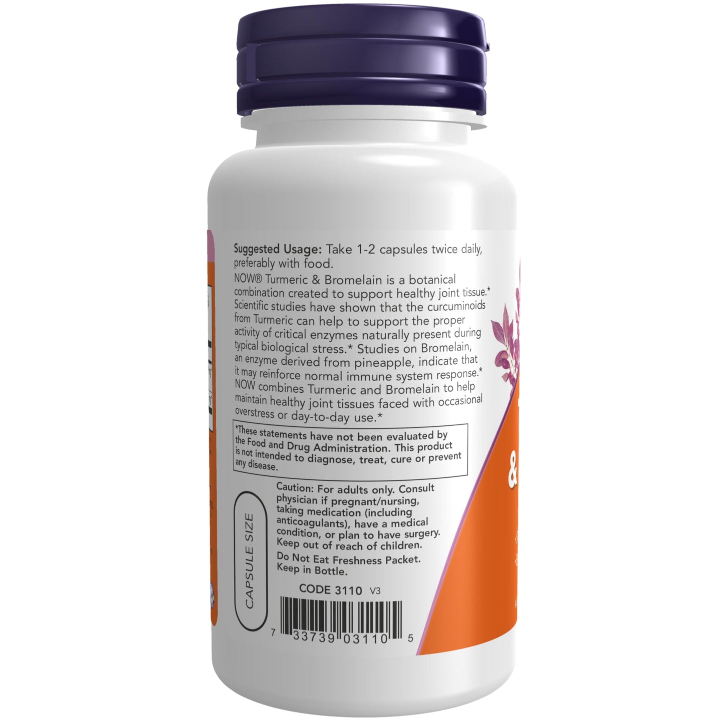NOW Foods Supplements, Turmeric & Bromelain (Standardized Turmeric Extract) with Bromelain 2400 GDU/g, 90 Veg Capsules