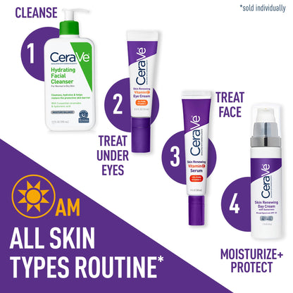 CeraVe Vitamin C Eye Cream, Hyaluronic Acid Under Eye Brightener, 0.5oz
