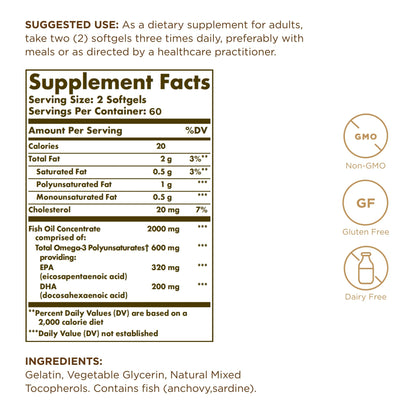 Omega 3 Fish Oil Concentrate Solgar 120 Softgel