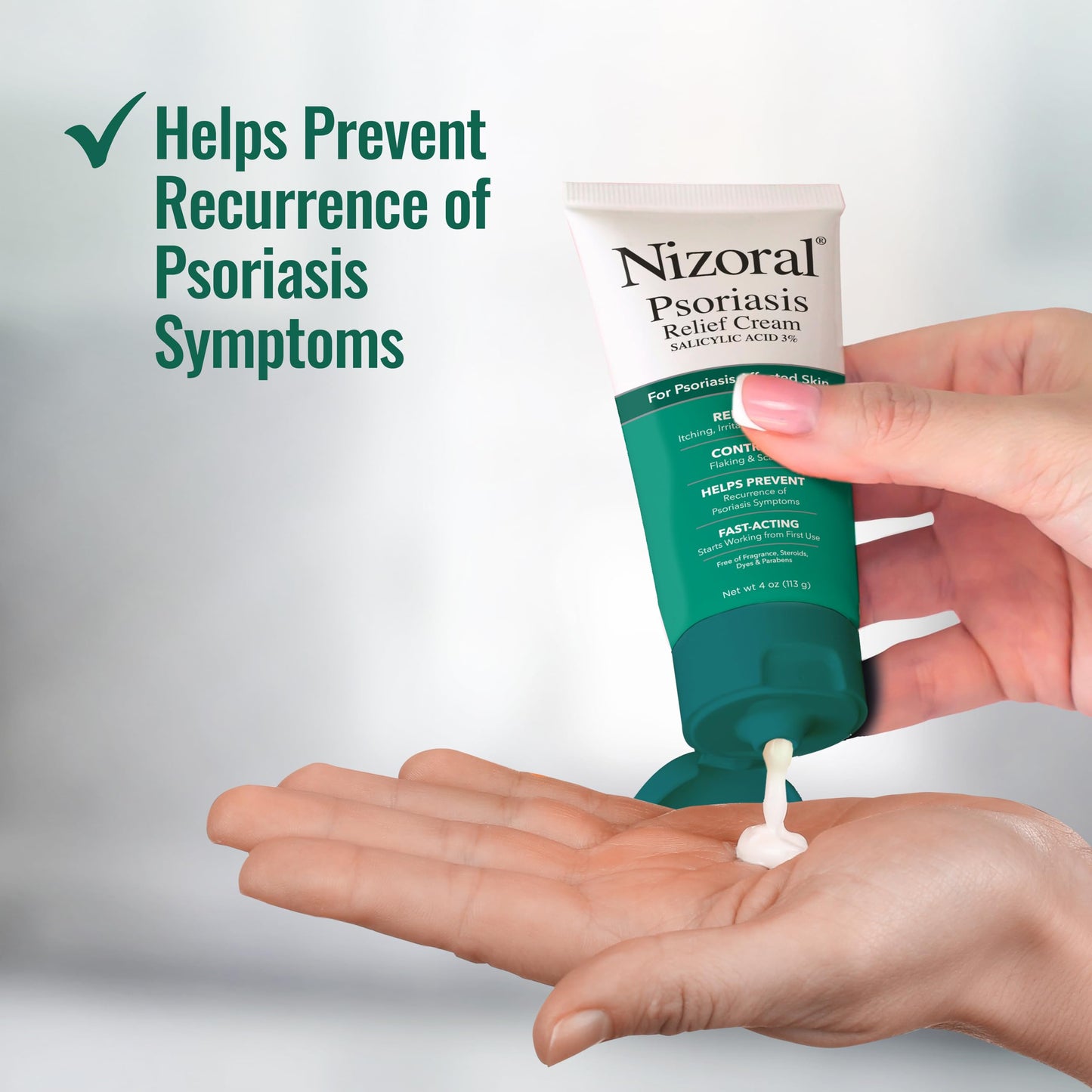 Nizoral Psoriasis Relief Cream, Maximum Strength, 4 Fl Oz, Relieves Itching, Irritation & Redness, Controls Flaking and Scaling, Salicylic Acid 3%