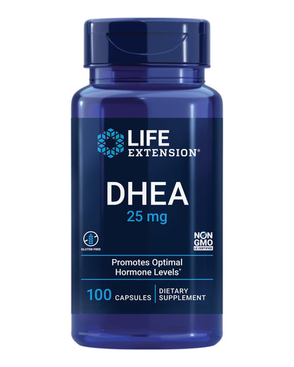 Life Extension Pregnenolone 50mg and DHEA 25mg - Hormone Balance and Anti-Aging Supplements - 100 Capsules Each