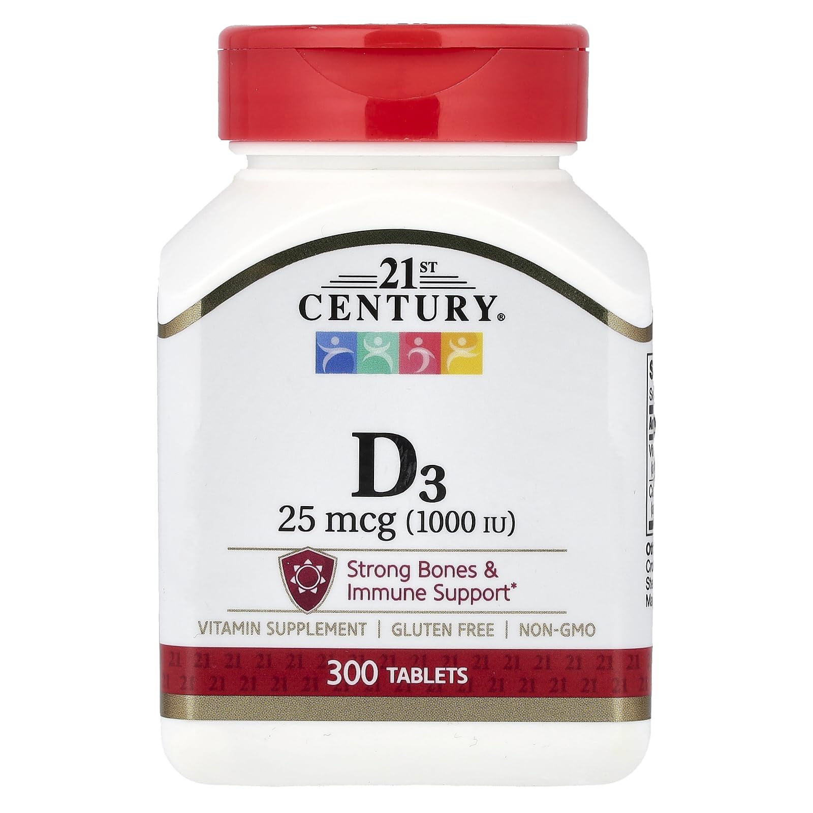 21st Century Vitamin D3 1000 IU Tablets, Bone & Immune, 300 Count
