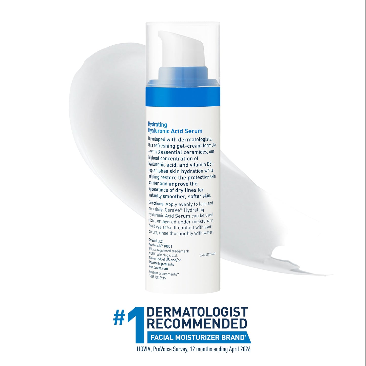 CeraVe Hyaluronic Acid Serum for Face, Hydrating Serum for Dry Skin, 1oz